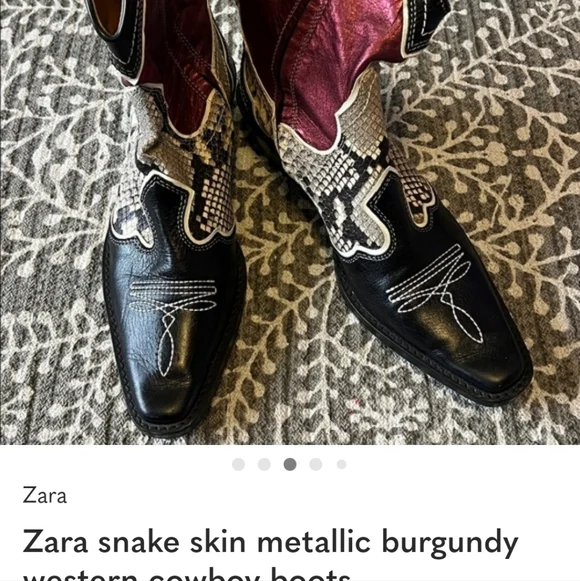 Zara Red, Black and Snake-Print Western Ankle Boots - Picture 3 of 7
